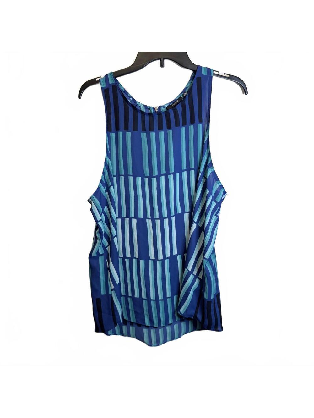 Apt. 9 XL Blue Teal Geometric Print Sleeveless Blouse High Low Flowy Top